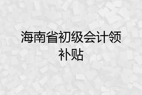 海南省初级会计领补贴