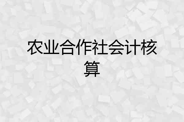 农业合作社会计核算