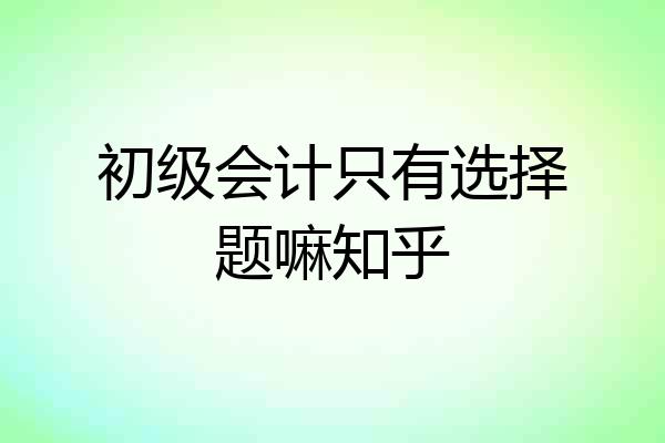 初级会计只有选择题嘛知乎