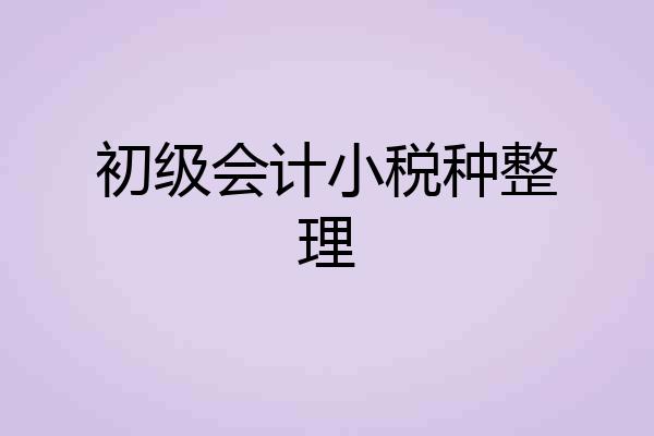初级会计小税种整理