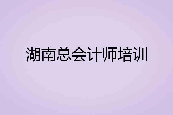 湖南总会计师培训