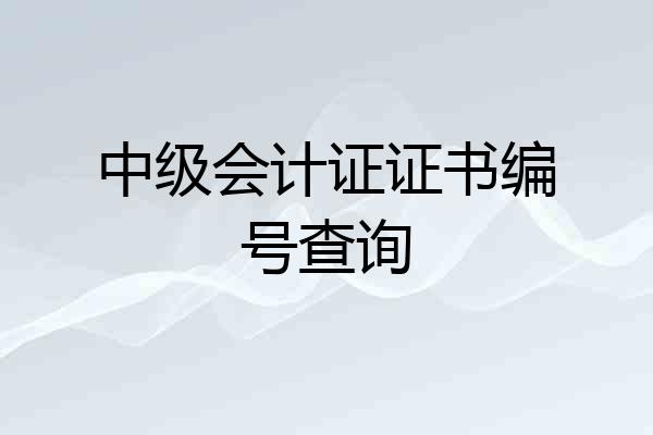 中级会计证证书编号查询