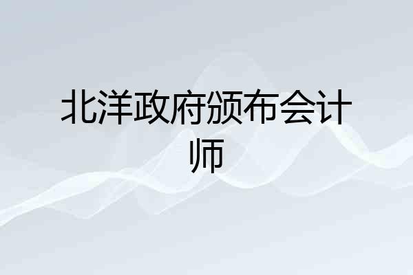 北洋政府颁布会计师