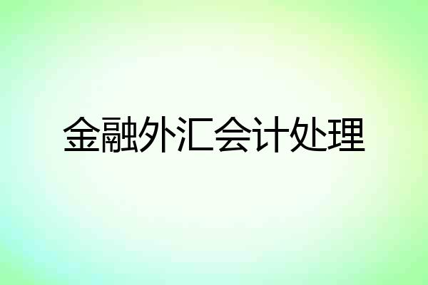 金融外汇会计处理