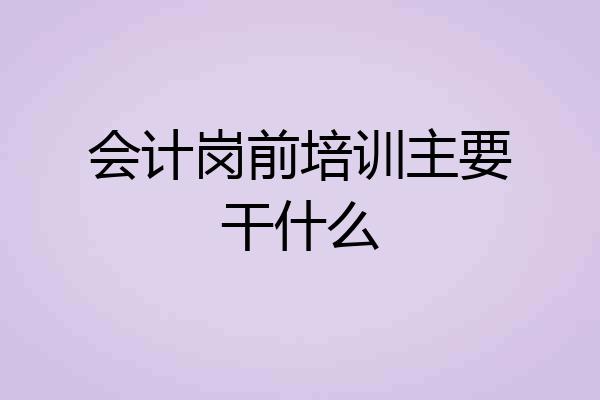 会计岗前培训主要干什么