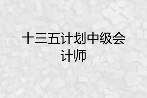 十三五计划中级会计师