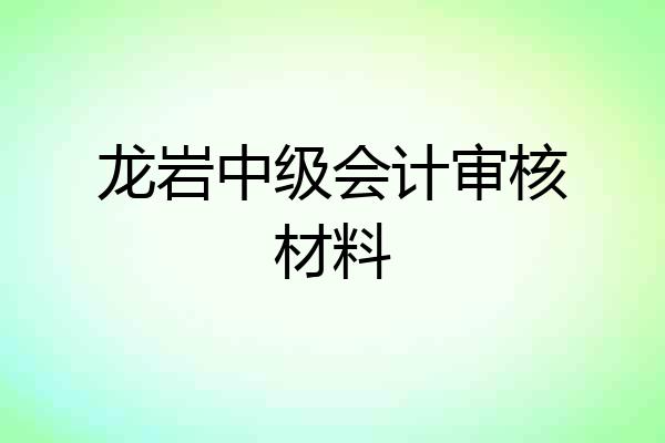 龙岩中级会计审核材料