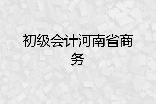 初级会计河南省商务