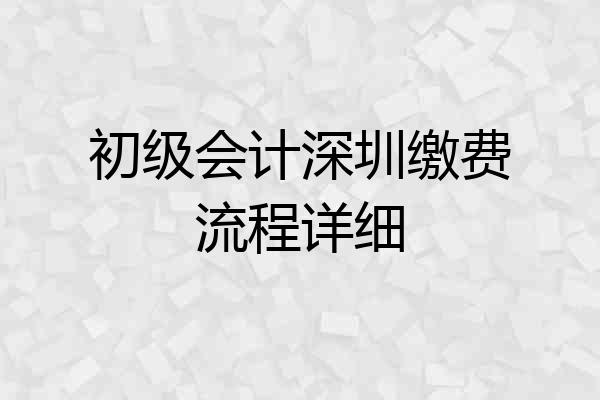 初级会计深圳缴费流程详细