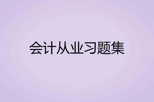 会计从业习题集