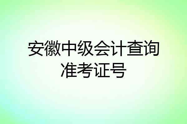 安徽中级会计查询准考证号