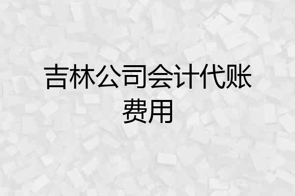 吉林公司会计代账费用