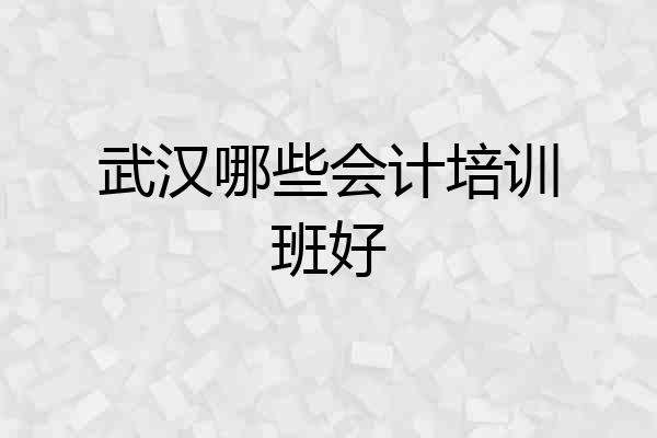 武汉哪些会计培训班好