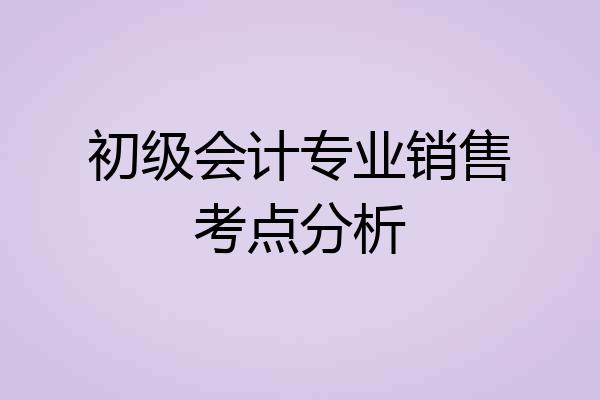 初级会计专业销售考点分析