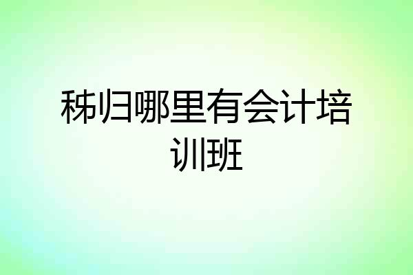 秭归哪里有会计培训班