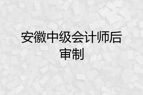 安徽中级会计师后审制