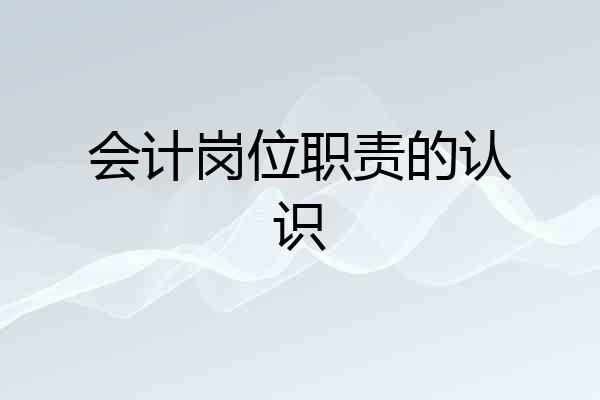 会计岗位职责的认识