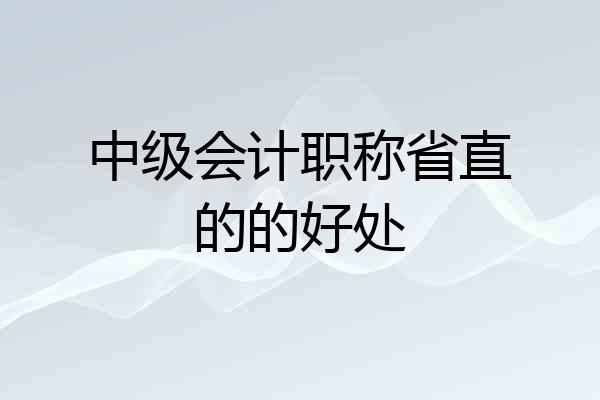 中级会计职称省直的的好处