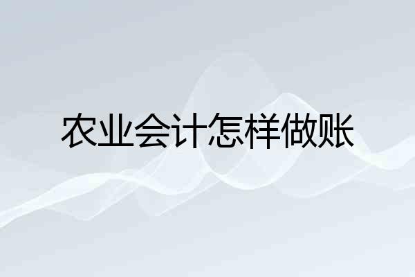 农业会计怎样做账