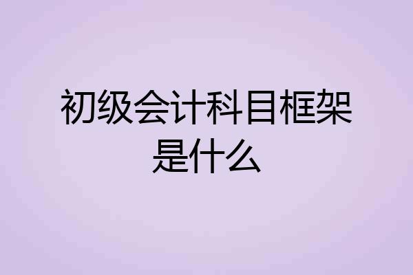 初级会计科目框架是什么