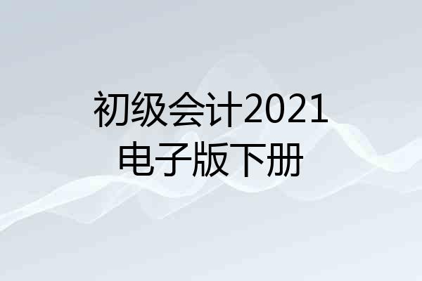 初级会计2021电子版下册