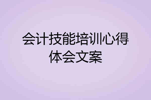 会计技能培训心得体会文案