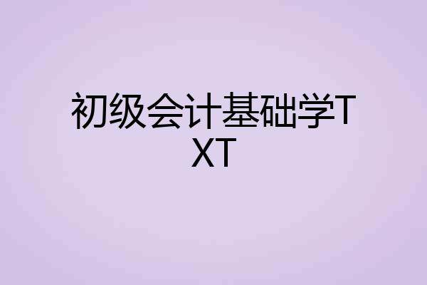 初级会计基础学TXT