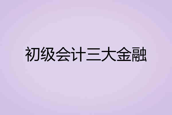 初级会计三大金融