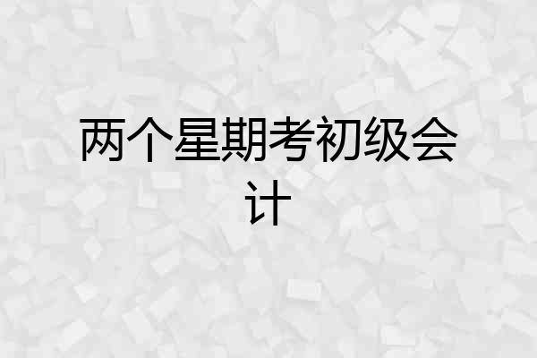 两个星期考初级会计