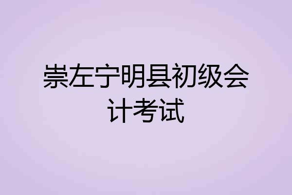 崇左宁明县初级会计考试