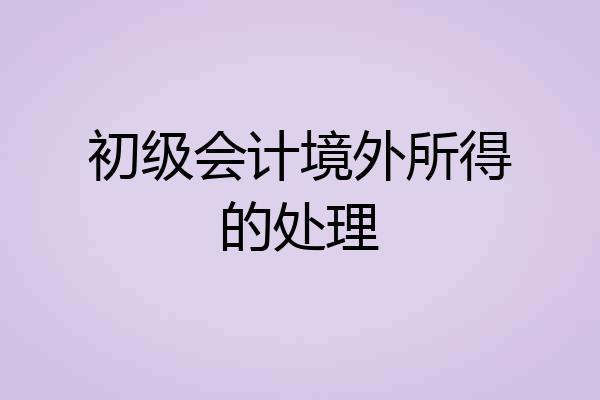 初级会计境外所得的处理