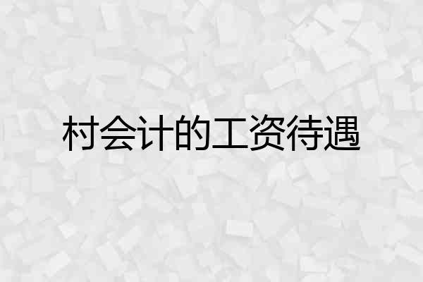 村会计的工资待遇
