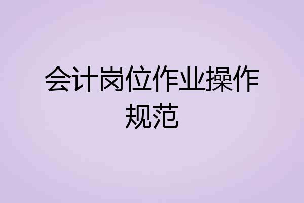 会计岗位作业操作规范