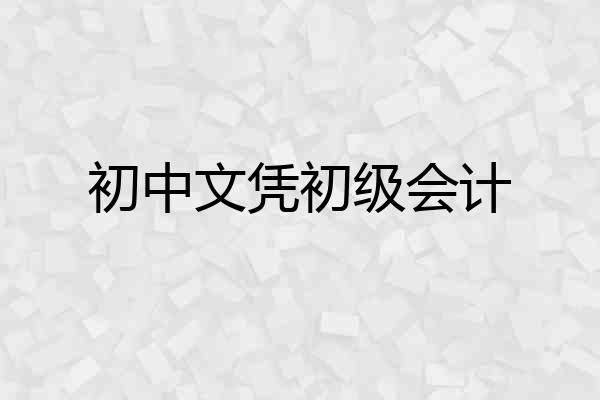 初中文凭初级会计