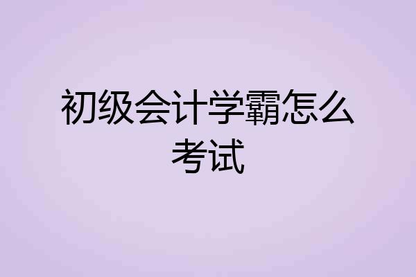 初级会计学霸怎么考试