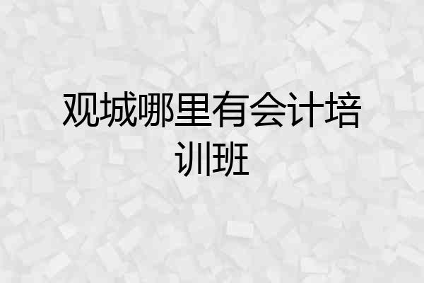 观城哪里有会计培训班