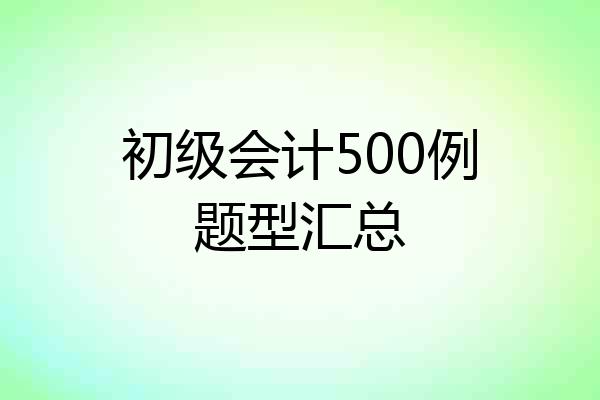 初级会计500例题型汇总