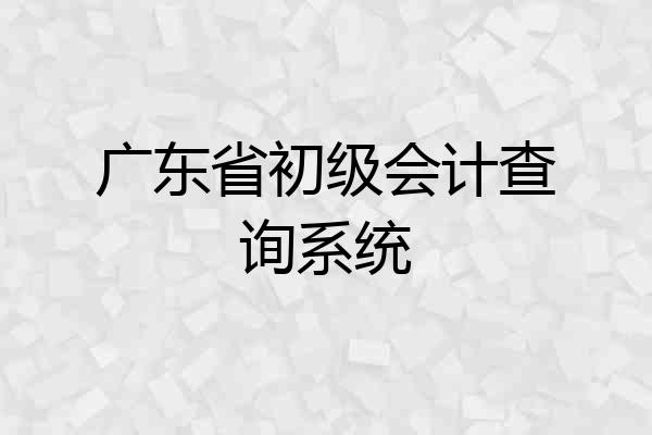 广东省初级会计查询系统