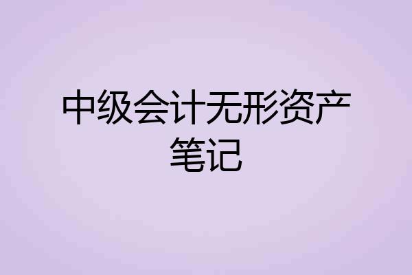 中级会计无形资产笔记