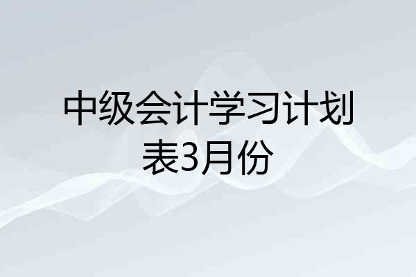 中级会计学习计划表3月份