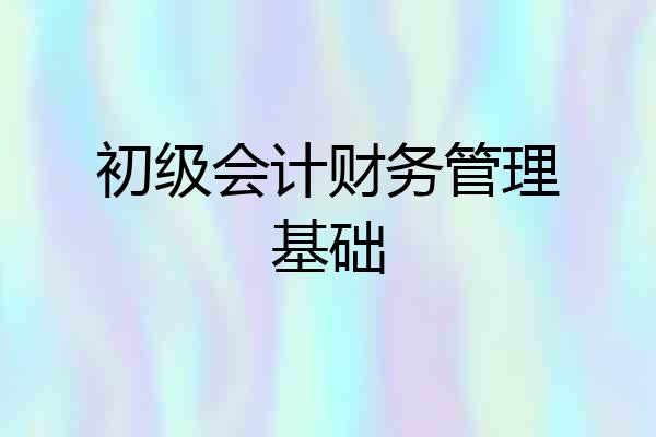 初级会计财务管理基础