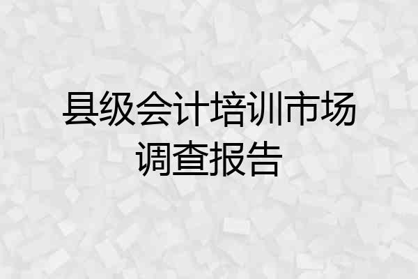 县级会计培训市场调查报告