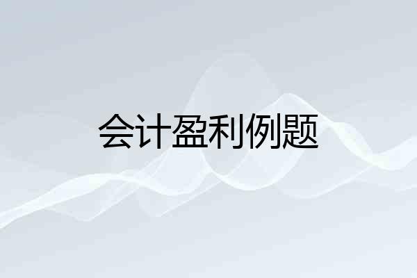会计盈利例题