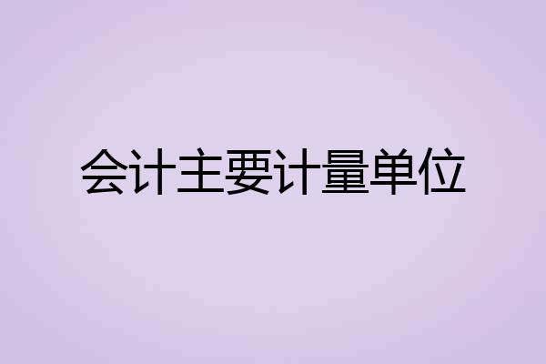 会计主要计量单位