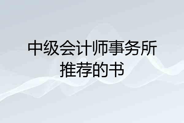 中级会计师事务所推荐的书
