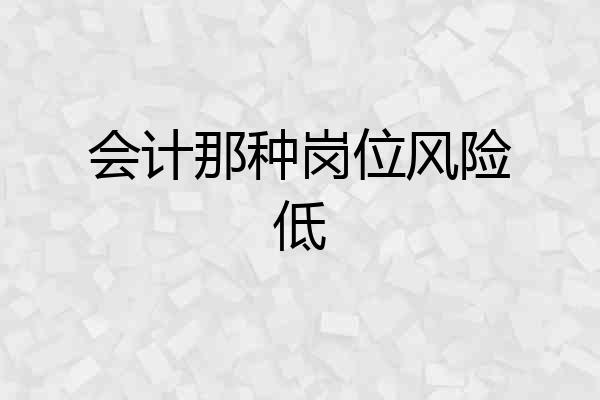 会计那种岗位风险低
