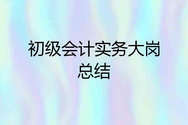 初级会计实务大岗总结