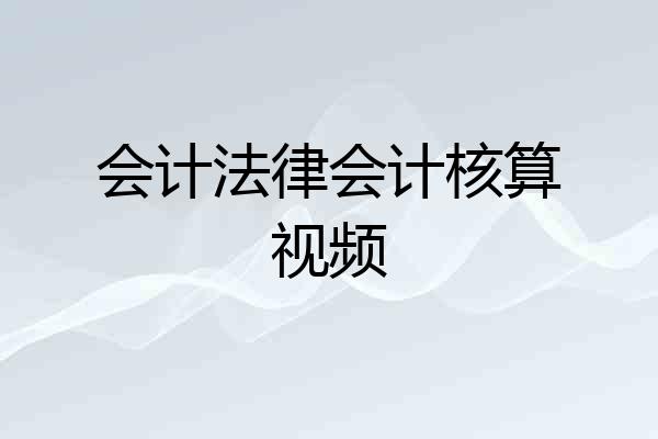 会计法律会计核算视频