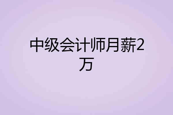中级会计师月薪2万