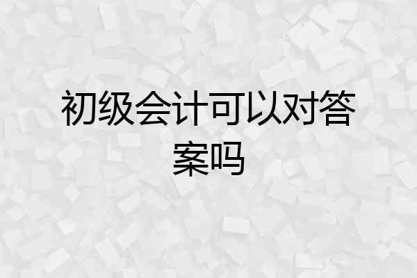 初级会计可以对答案吗